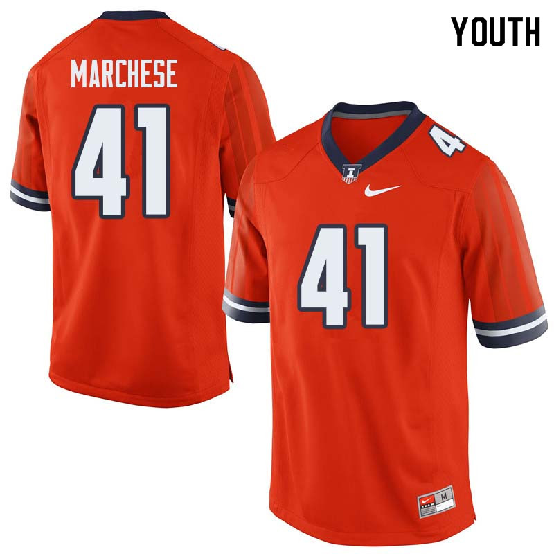 Youth #41 Jimmy Marchese Illinois Fighting Illini College Football Jerseys Sale-Orange